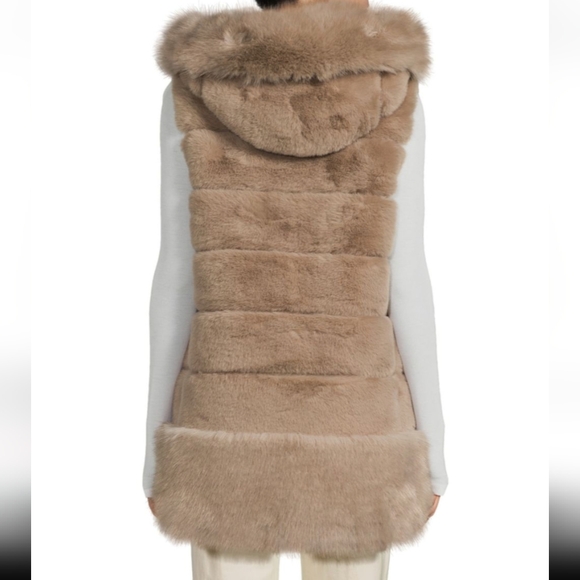 Belle Fare Premium Fur Collection Faux Fur Longline Hooded Vest Medium Nwt ❤️ - Picture 6 of 9